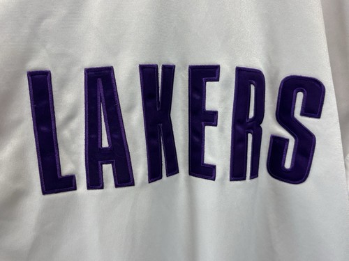 Vintage 90's Nike Los Angeles LA Lakers Warm Up Jacket Sz Large Snaps LS White - Bild 6 von 8