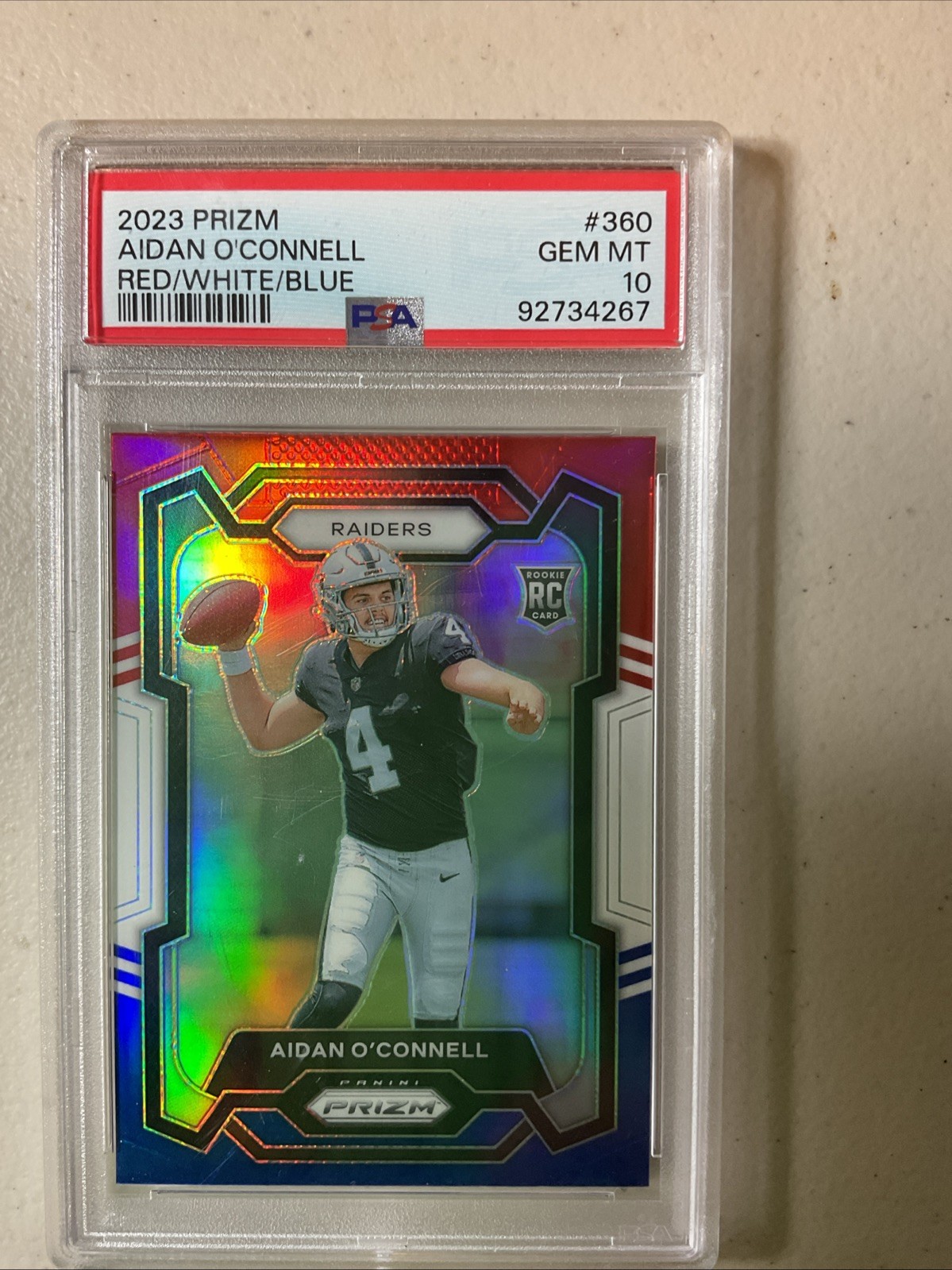 2023 Panini Prizm - Rookies Aidan O'Connell #360 Red White & Blue Prizm (RC)
