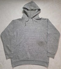 VINTAGE 70s Men's Small Hoodie Gray Sweatshirt Raglan Blank Quad Blend Blemish