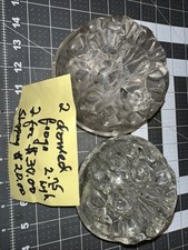2 VTG FLORIST FROGS GLASS; 10 HOLES.. 1" high circ 4.75" 30.00; shipping 15.00.