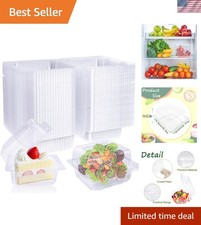 50 Pcs Clear Hinged Plastic Containers with Lids,Square To Go Containers,Disp...