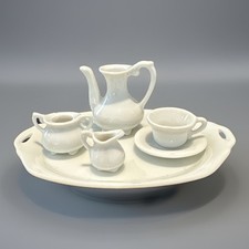 VTG Mini Porcelain Tea Set Doll Child White 6 Pieces Unmarked