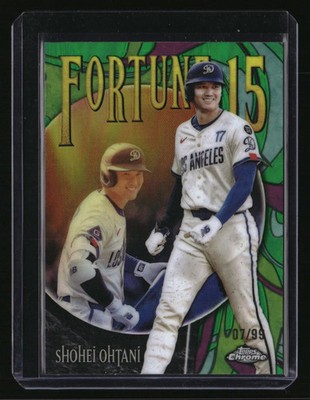 2025 Topps Chrome Update Shohei Ohtani Fortune 15 Green Refractors #/99