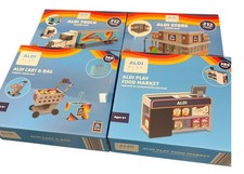 4 Sets ALDI PLAYKids Building Blocks,Grocery Bag Cart, Food Market, Truck, Store