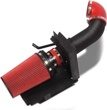 MOOSUN 4 inch Cold Air Intake Black Tube + Heat Shield for Black&Red 
