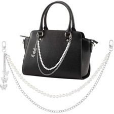Butterfly Tassel Purse Double Chain Handbag Straps, Silver Artificial