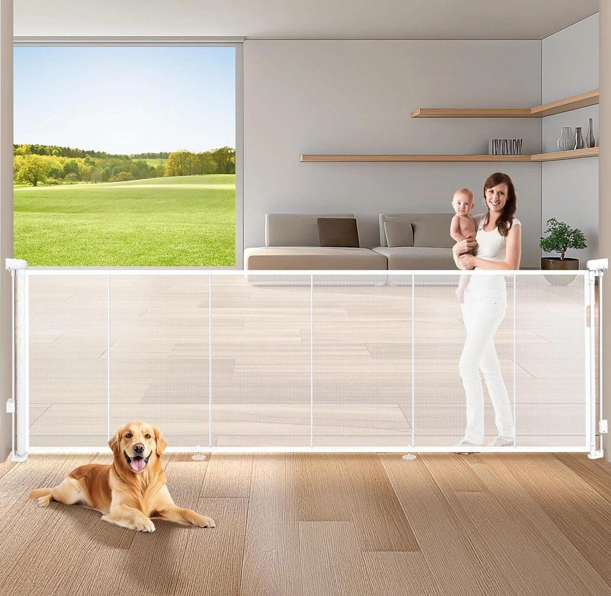 120"x42” Extra Wide Retractable Baby Gates Mesh Gate, Long Retractable Dog Gate
Opens in a new windo