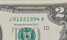 January 22, 1994 (J 01221994 A) BIRTHDAY Serial Number $2 Dollar Bill, Ser. 2013