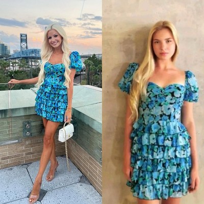 ROTATE BIRGER CHRISTENSEN Ibiza Floral Print Ruffle Dress - Size 4 MSRP $350