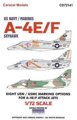 Caracal Decals 1/72 DOUGLAS A-4E/F SKYHAWK U.S. Navy & Marine Corps Versions