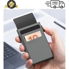 Mens RFID Blocking Wallet Slim Credit Card Holder Black Minimalist Auto Pop Up
