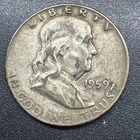 1959 US Franklin 90% Silver Half Dollar Circulated Coin #45