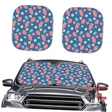 Design Sun Shades for Car Front Window, 2-Piece Foldable Car Cute Strawberry
