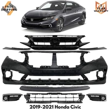 Front Bumper Cover Fascia & Grille Assembly Kit For 2019-2021 Honda Civic Sedan