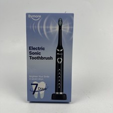 Bymore Black Electric Toothbrush Rechargeable Sonic with 7 Sealed Brush Heads
