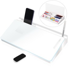 Glass Desktop Whiteboard Dry Erase Board Computer Keyboard Stand Desk White B...