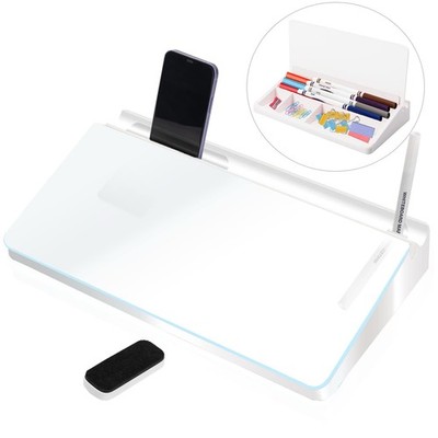 Glass Desktop Whiteboard Dry Erase Board Computer Keyboard Stand Desk White B...