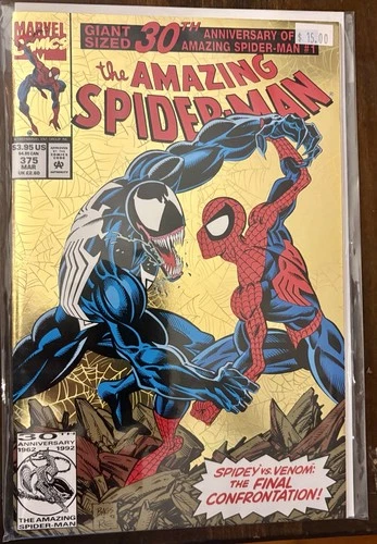 AMAZING SPIDER-MAN #375 KEY ISSUE w/VENOM & CARNAGE, Gold Foil Variant, 1993