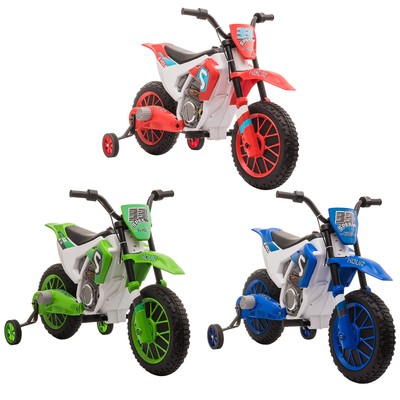Aosom 12V Kids Ride-on Motorcycle, Electric Bike Toy w/ Training Wheels