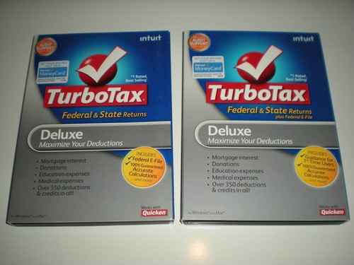 Turbotax 2009 and 2010 Deluxe. Both include state. Sealed new boxes. Genuine. - Picture 1 of 2