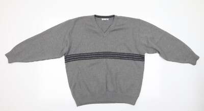 Marks and Spencer Herren Pullover Grau V-Ausschnitt Acrylmischung Größe L