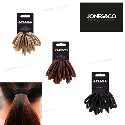 JONES & CO Snag Free EXTRA Thick Elastic Hair Bands Black Bobbles Band School Ponytail UK