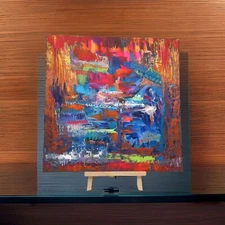 Colorful Glowing See Vid Orig Abstract See Vid Acrylic Painting Canvas 20x20