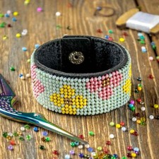 DIY Bead embroidery kit on artificial leather Bracelet