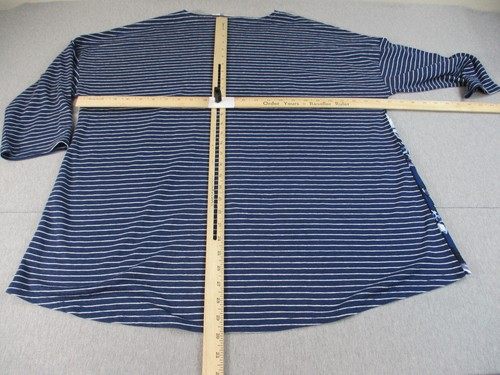 Chicos Camicia Donna 3 Blu Bianco Righe Floreale Manica 3/4 Tunica Relax - Foto 8 di 14