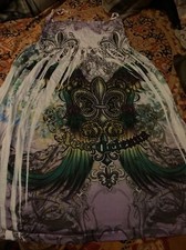 DAVINA  Poppin Purple Bohemian New Orleans Pull Up ling Dress  Size M/L