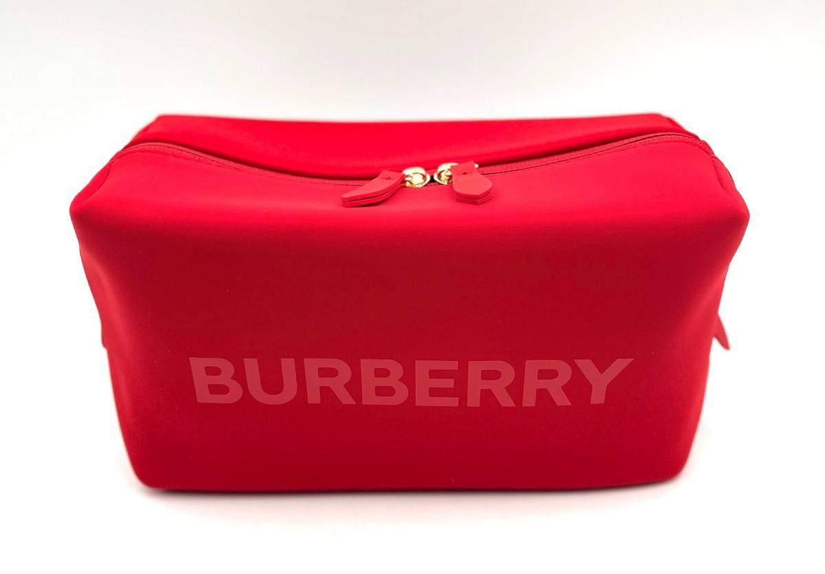 New! Burberry Logo Clutch Toiletry Bag Cosmetic Pouch Travel Case