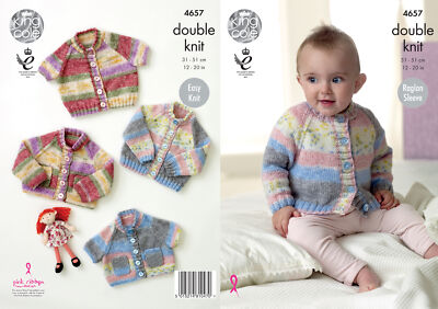 Strickanleitung King Cole Baby Doppelstrick Strickjacken mit Raglanärmeln DK 4657