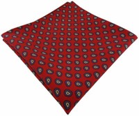Tigertie Handrolliertes Seideneinstecktuch In Rot Blau Gold Schwarz Paisley