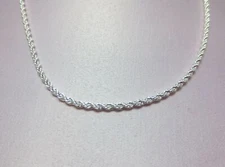 9.5 INCH STERLING SILVER .925 PLATED 2.5 MM ROPE  ANKLET CHAIN