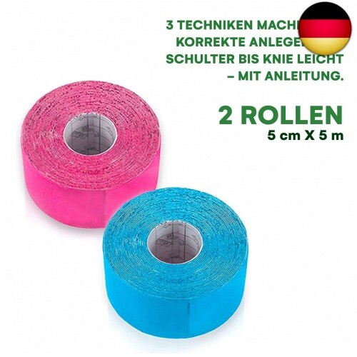 Effekt Manufaktur Kinesiotape - 2 Rollen 5m x 5cm Kinesiologie Tape in blau und - Bild 3 von 7