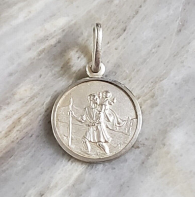 Vintage Sterling Silver 925 Saint Christopher Pendant Made in Italy