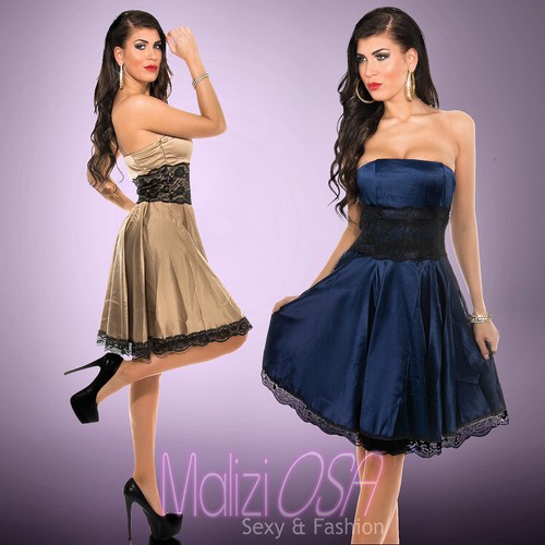 Abito Elegante Vestito DONNA Svasato Pizzo Satinato cerimonia party sera  vintage | eBay