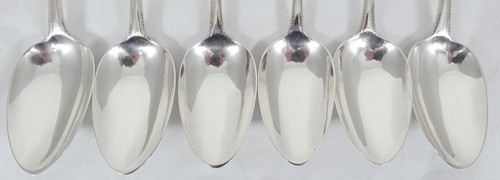 Antique Georgian 1811 Set of 6 Sterling Silver Tablespoons Old English Bead Soup - Picture 4 of 12