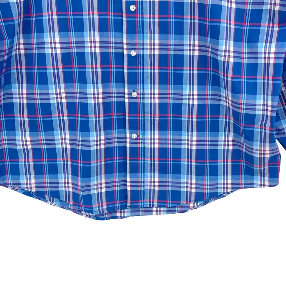 George Shirt Mens 2XL Blue Plaid Classic Fit Cotton Bend Long Sleeve Button Down - Image 4 of 4