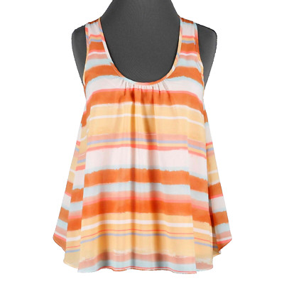 Meadow Rue Sz XS Peach Mint Multi Stripe Solid Lining Poly Cotton