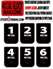 FITS GLOCK 40 CAL WHITE NUMBERED 1-6 MAGAZINE BASE PLATE STICKERS,set of 6