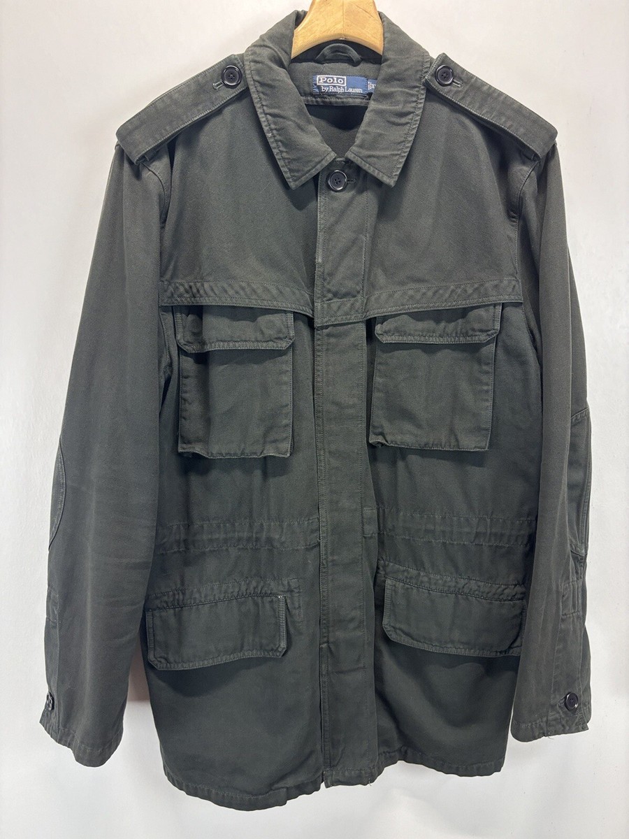 Vtg Polo Ralph Lauren Military Utility Jacket Sz XL Black