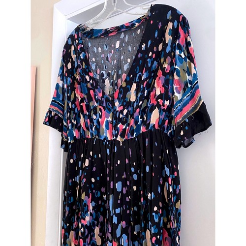 Abstract Print Dress V-Neck Empire Waist Short Sleeve Casual - Afbeelding 2 van 13