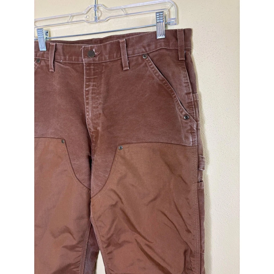 Vintage Carhartt Double Knee Pants Work Utility Brown Carpenter Pants Size 34x32 - Image 3 of 4