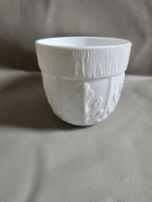 Vtg 1975 FTD Oak Leaf Milk Glass Planter Vase Flowerpot 5" x 5"