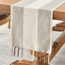 Linen Table Runner Farmhouse Macrame Table Runners 36 Inches Long for Dining ...