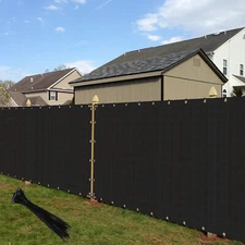8ft Privacy Fence Screen Windscreen Black Mesh Shade Cover for Garden Yard Pool