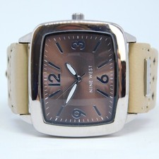 Nine West NW/1081 Genuine Leather Backing Band Women's Watch New Battery