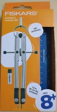Fiskars 12" Metal Compass  180 Degree Protactor Set Ages 8 Blue NEW