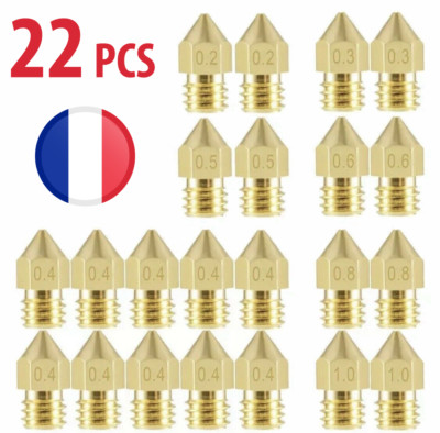 22x Nozzle 3D Printer Ender 3 / 3 Pro Cr10 1.75mm Mk8 0.2/0.3/0.4/0.5/0.6/0.8/1